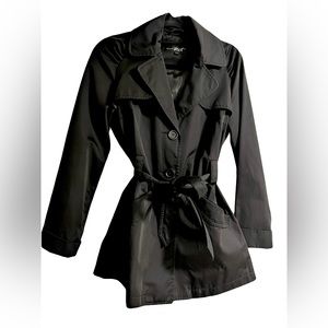 Black Rivet nylon trench rain coat
